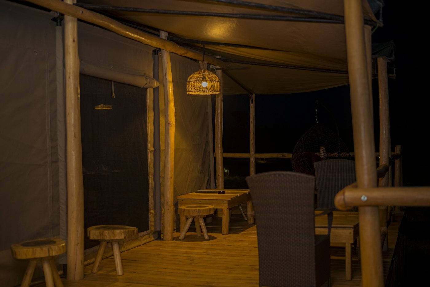 Private veranda in the evening
